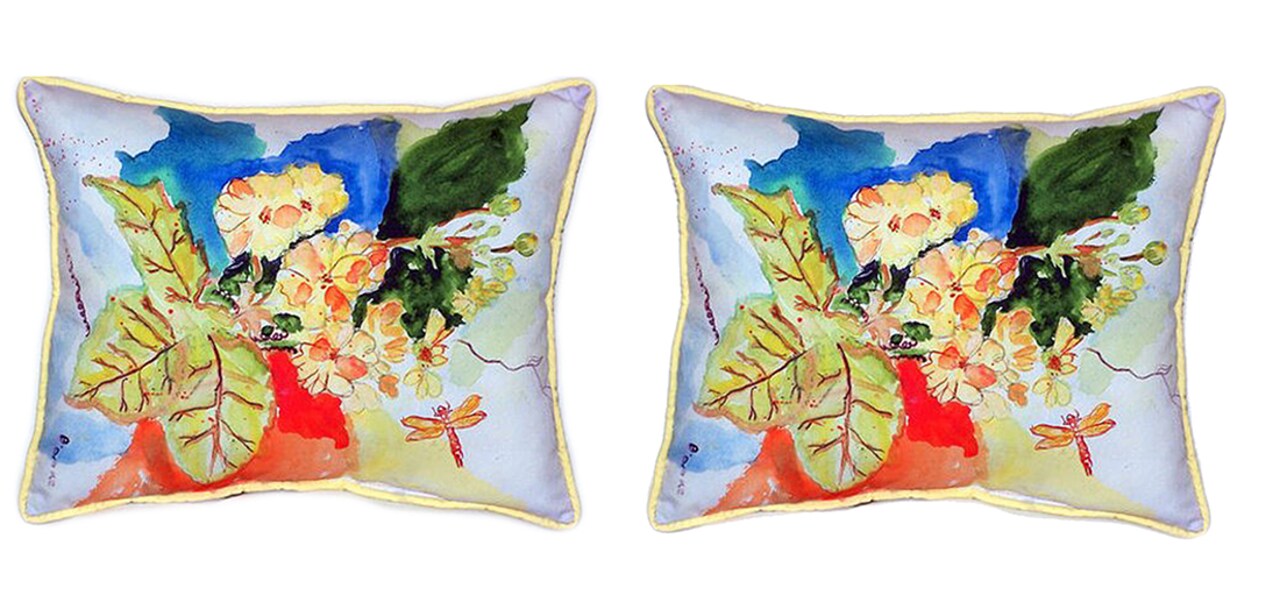 Pair of Betsy Drake Primrose Large Indoor/Outdoor Pillows 16x20